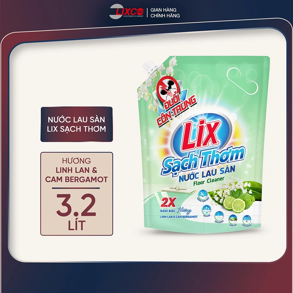 Nước lau sàn Lix sạch thơm hương Linh Lan và cam Bergamot